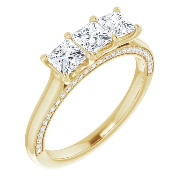 1.17 ct. Princess & Round Cut Diamond Wedding Band 3 Stone Anniversary Ring-VIRABYANI